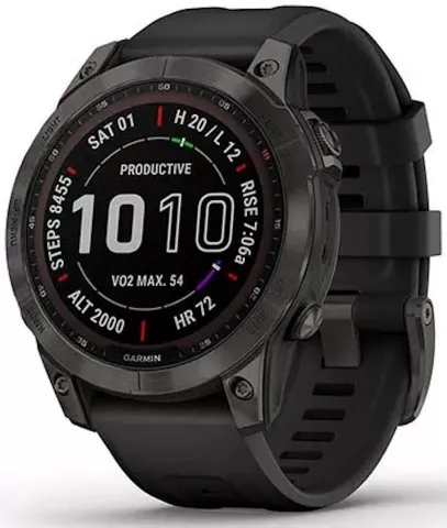 fenix 7 PRO Sapphire Solar, Titan Carbon Gray DLC/ Black Silicone Band