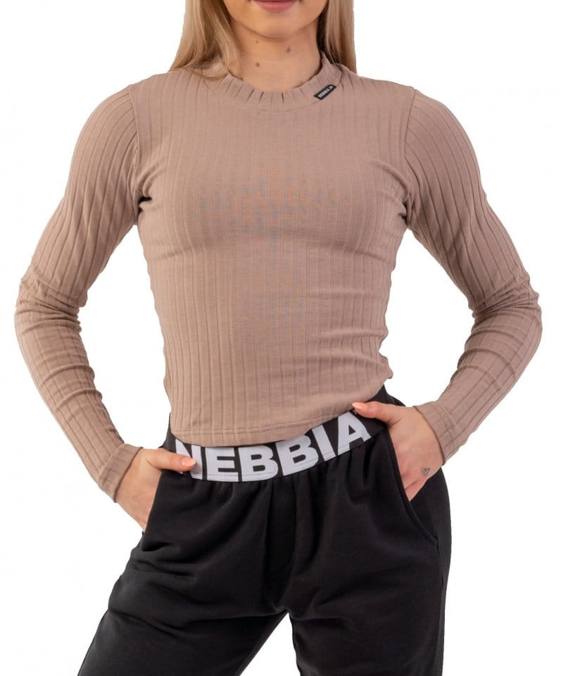 Majica z dolgimi rokavi Nebbia Organic Cotton Ribbed Long Sleeve Top