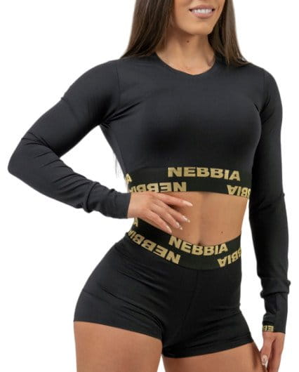 Majica z dolgimi rokavi NEBBIA Women s Long Sleeve Crop Top INTENSE Perform Gold